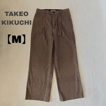 TAKEO KIKUCHI 체크 무늬 와이드 팬츠 M 브라운 계열