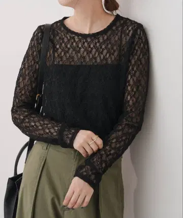Spick&Span 스트레치 레이스 크루넥 풀오버