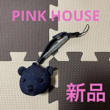 새상품 핑크하우스 데님 곰 키링 스트랩 마스코트