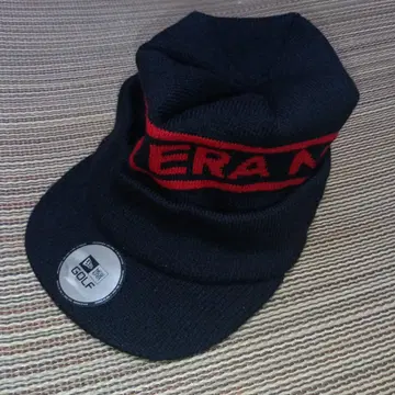 NEWERA 뉴에라 골프 니트 모자 블랙 빨간색 로고 새상품급