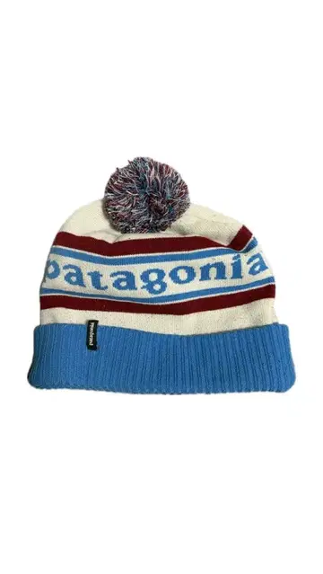 patagonia 폼폼 포함 니트 모자 비니 스카이블루/빨간색 남녀 공용
