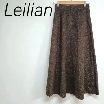 Leilian 브라운 플레어 스커트 안감 M 캐주얼 지퍼