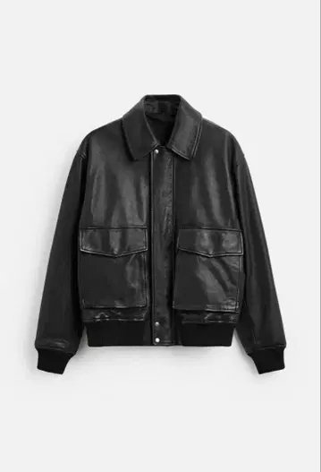 ZARA 포켓 가죽 자켓 블랙