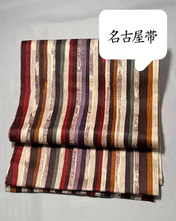 [빈티지] 나고야 오비 순수 실크 화이트 간도샤레오비 캐주얼 코몬  무지