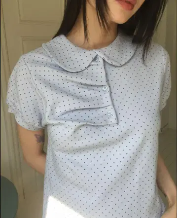 nugu T셔츠 도트 턱 반팔 피케 셔츠