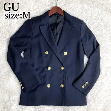 GU 더블 테일러드 자켓 네이비 엠블럼 골드 버튼 M