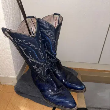 VALADEZ 자수 장식 파란색 웨스턴 부츠