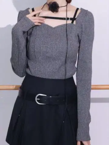 EATME 벨티드 리브 TOP 그레이