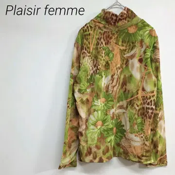 Plaisir femme 꽃무늬 터틀넥 긴팔 셔츠 F 화려한 느낌 신축성