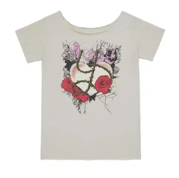 YEEL LEEY 한국 ROSE 그래픽 티셔츠 원숄더