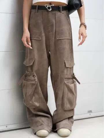 카고 팬츠 y2k fake vintage leather pants