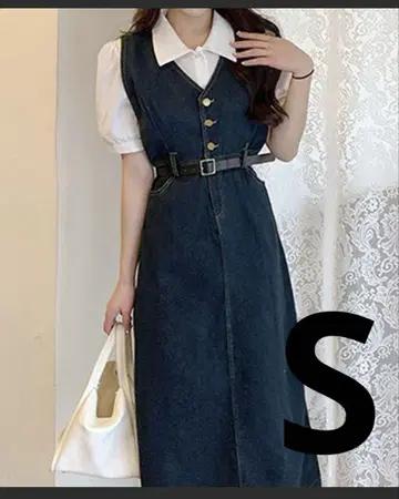 ROOPTOKYO V넥 데님 오버롤 스커트 S