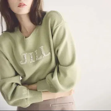 질 바이 질 스튜어트 JILLSTUART 자카드 긴팔 로고 니트