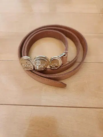 Rodeo 스컬 가죽 벨트 로데오 크라운 골드 베이지 가죽