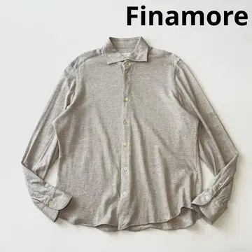 Finamore 피나모레 와이드 칼라 코튼 울 저지 셔츠