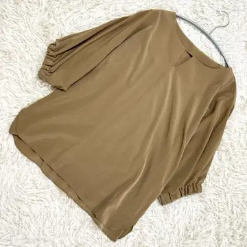 미쉘클랑 브라운 오부소매 블라우스 소매 개더 키넥 M 사이즈