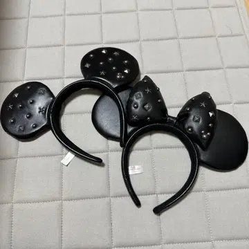 블랙 가죽풍 미키 미니 머리띠 세트