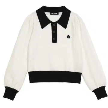MARY QUANT 마리콴트 바이컬러 데이지 폴로 긴팔 니트