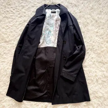 PaulSmith Black 트렌치코트 꽃무늬 벨트 포함 네이비