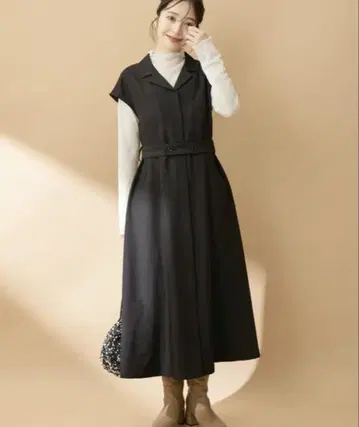 VIS 프렌치 슬리브 베스트 원피스