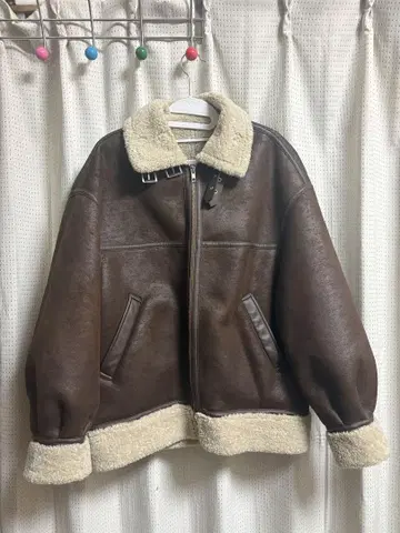 브라운 무스탕 코트 LAGUA GEM