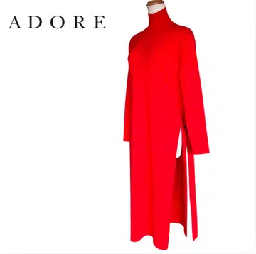 미사용 ADORE 터틀넥 레드 니트 원피스
