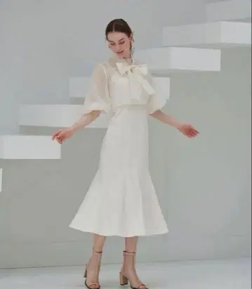 AND COUTURE 시어 오버레이 야드 원피스