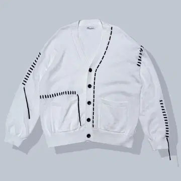 [ ZARA ] 레이스업 스티치 가디건 화이트 L 사이즈 모드 스트릿