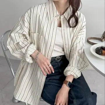 도비 스트라이프 오버 셔츠