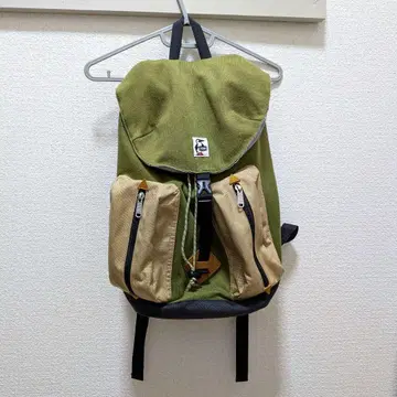 CHUMS 올리브 그린 베이지 백팩