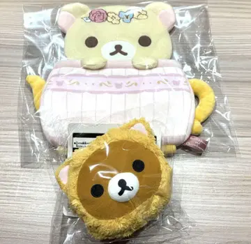 리락쿠마 코리락쿠마 월 포켓 한가로운 고양이 테마 봉제 인형 파우치