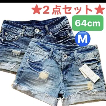 데님 블루 데미지 가공 숏팬츠 2세트 M 사이즈