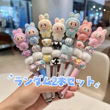 labubu 마스코트 부착 터치 펜 볼펜 2개 세트