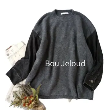 새상품급 Bou Jeloud 부즈루드 이소재 도킹 데님 니트