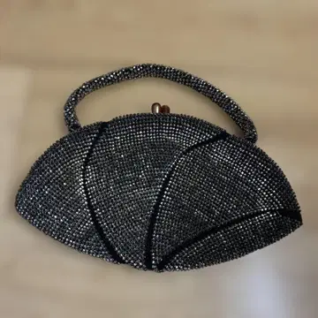 쇼와 레트로 비즈 장식 블랙 토트 백