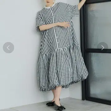 manana suerte 깅엄 체크 벌룬 원피스