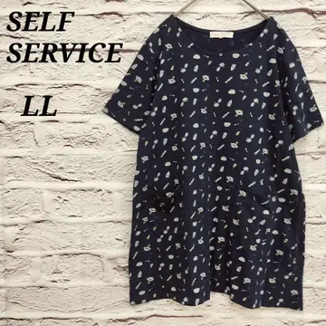 SELF SERVICE [ LL ] 반팔 튜닉 오가닉 코튼 네이비