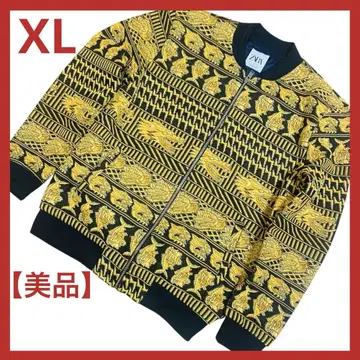 [ 레어 ] ZARA 3D 올 패턴 블루종 봄버 자켓 자카드 XL