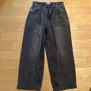 9090 다크 그레이 데님 와이드 레그