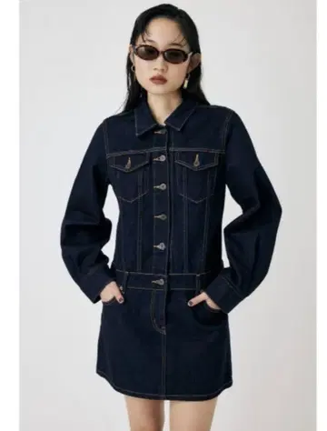 MOUSSY 로우 웨이스트 데님 미니 드레스