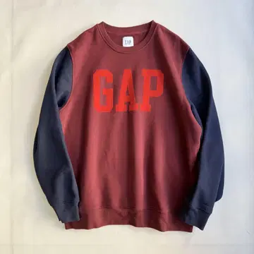 새상품급 GAP 맨투맨 빅 로고 XL 투톤 플로키 크림슨 네이비