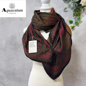 [ 새상품 ] Aquascutum 아쿠아 스큐텀 대형 스톨 숄 실크