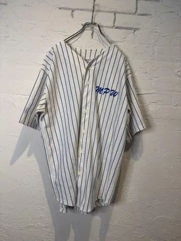 베이스볼 스트라이프 반팔 셔츠 XL