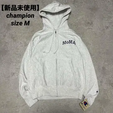 미사용 새상품 MoMA x 챔피온 리버스 위브 지퍼 후드티 그레이 M