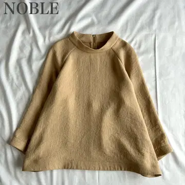 노블 새상품급 스탠드 카라 래글런 블라우스 주름 가공 워셔블
