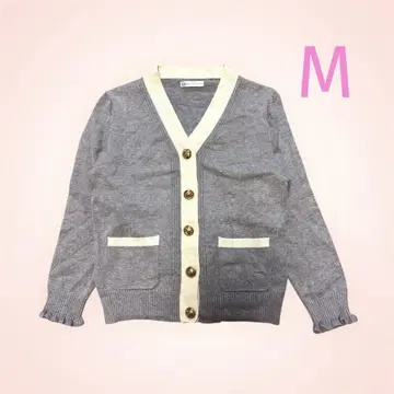 미사용품 &.NOSTALGIA 골드 버튼 V넥 가디건 M 사이즈