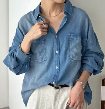 Discoat 이번 시즌 시어 데님 오버 셔츠 디스코트