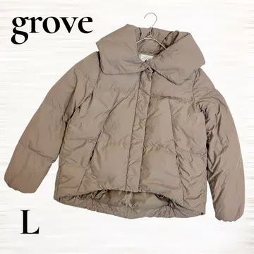 [ grove 그로브 ] 숏 다운 자켓 볼륨 넥 모카 L