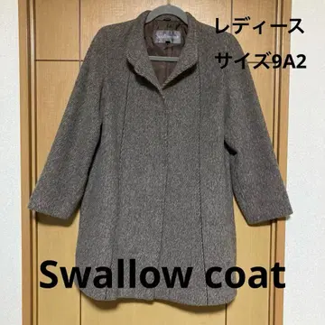 Swallow coat 브라운 헤링본 피 코트 여성용 M