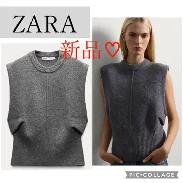ZARA 리브 울 베스트 그레이